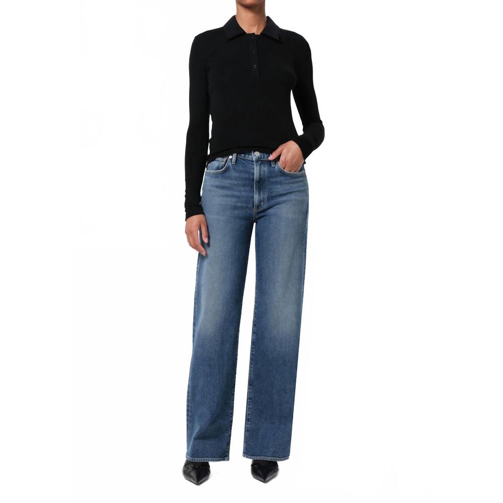 Agolde Straight Leg Jeans in Medium Blue Wash